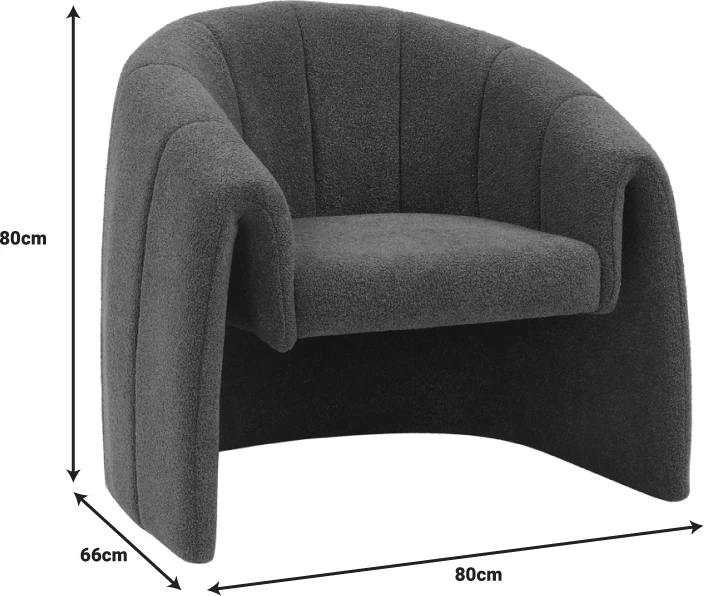 Fotel Fassy, material boucle, ngjyrë pllakë, 80x66x80cm