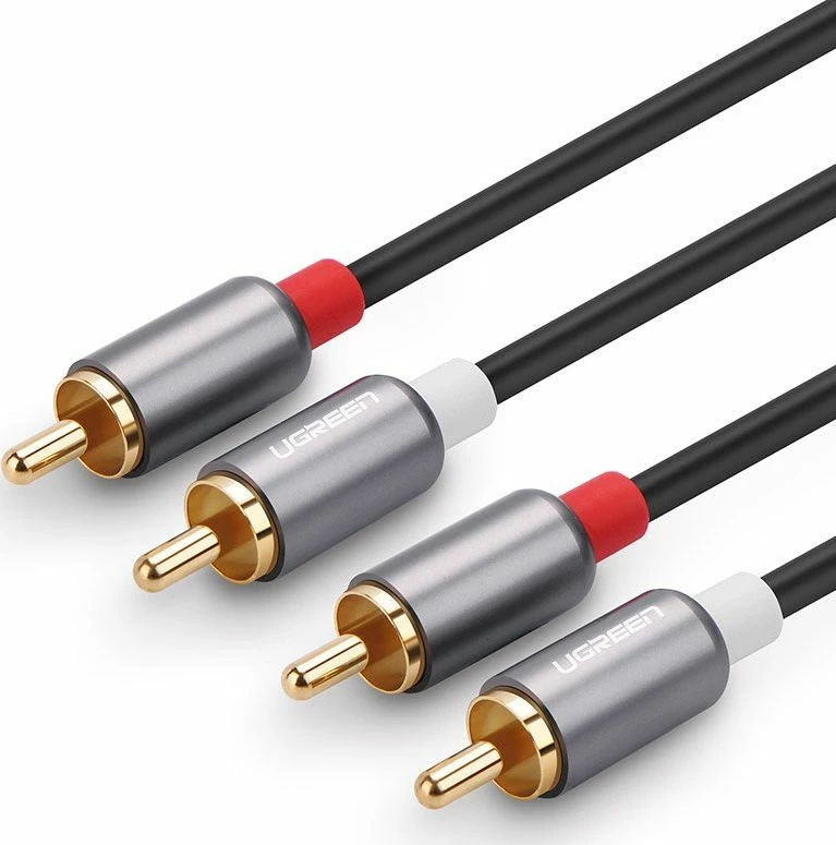 Kabllo audio RCA Ugreen UGR457BLK 2xRCA male në 2xRCA male 5 m, gri