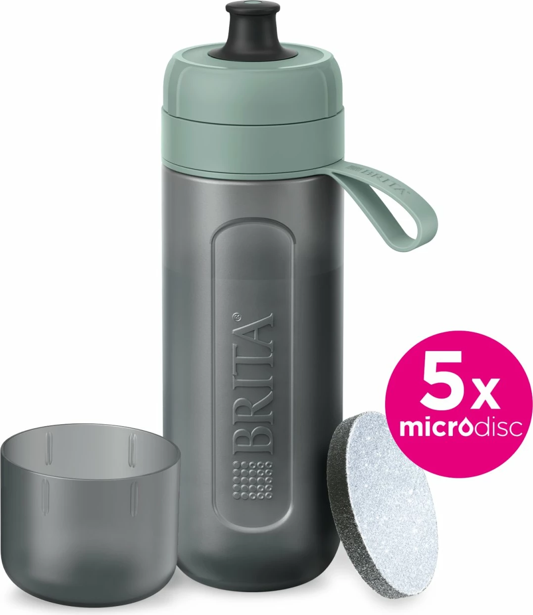 Shishe filtruese uji Brita Active 600 ml, pastel jeshile, set me 5 filtra MicroDisc