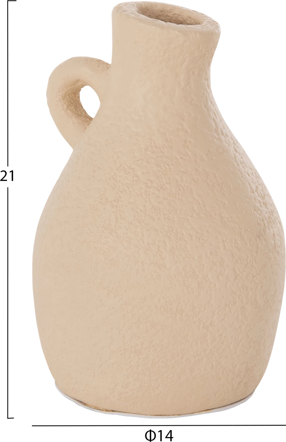 Vazo dekorative tavoline prej terrakote, ngjyrë krem e bardhë, DECANT FH4667.02L, 14x21cm