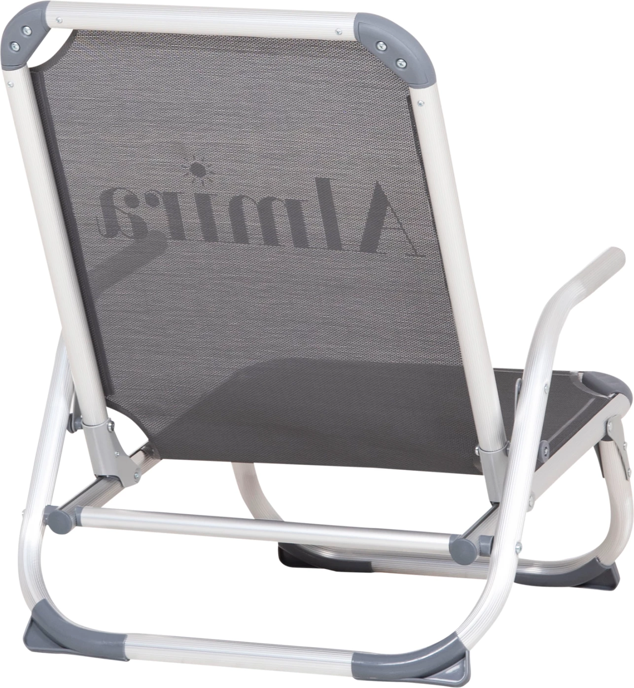 Karrige plazhi e palosshme, alumin i fortë, tekstilene gri, shpinë e lartë, Almira FH5053.10, 55x71x66cm