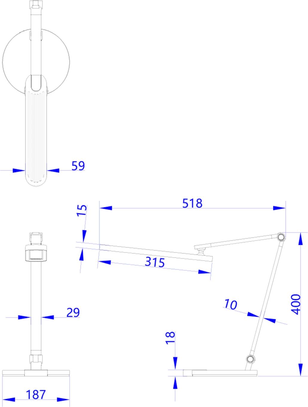 Llambë tavoline LED profesionale BLAIN PRO FH4454.01 bazë ABS ngjyrë bardhë-gri 51,8x40Hcm