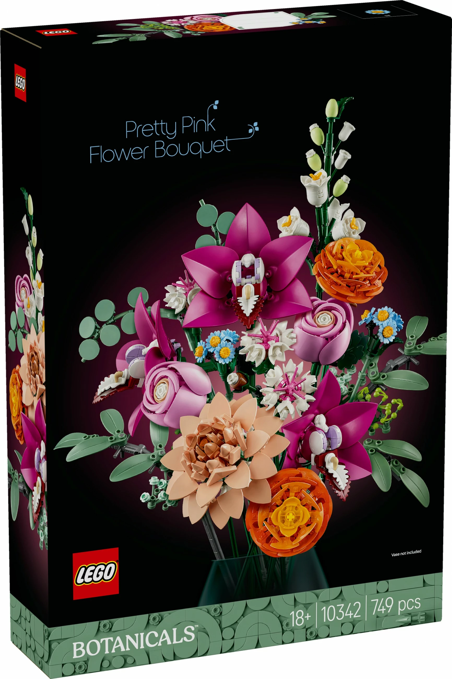 Set ndërtimi LEGO Botanicals Schöner Rosafarbener Blumenstrauß 10342, shumëngjyrësh