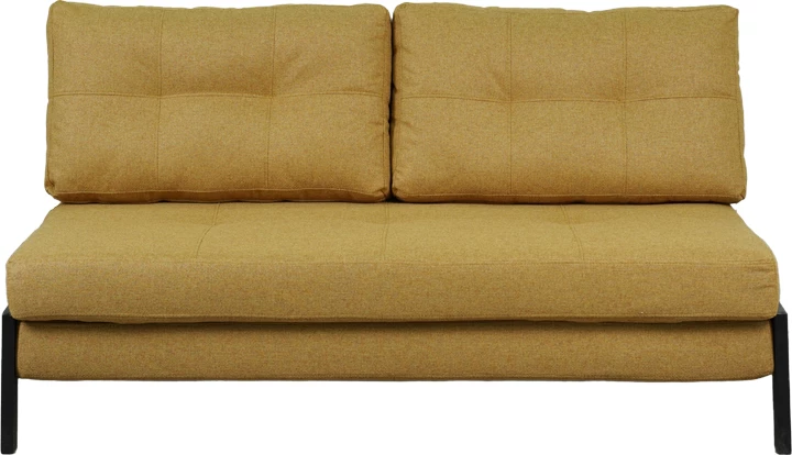 Krevat-sofá dyvendësh Fancy, material tekstili, ngjyrë e verdhë, këmbë të zeza, 150x92x77cm