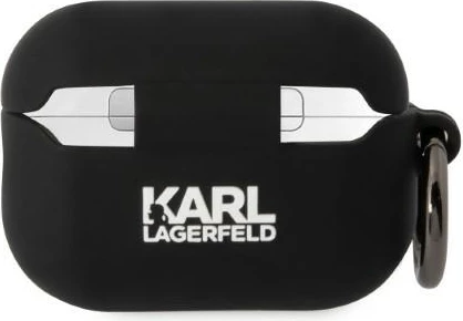 Mbështjellës Karl Lagerfeld KLAP2RUNCHK për AirPods Pro 2, silikon, Choupette Head 3D, i zi