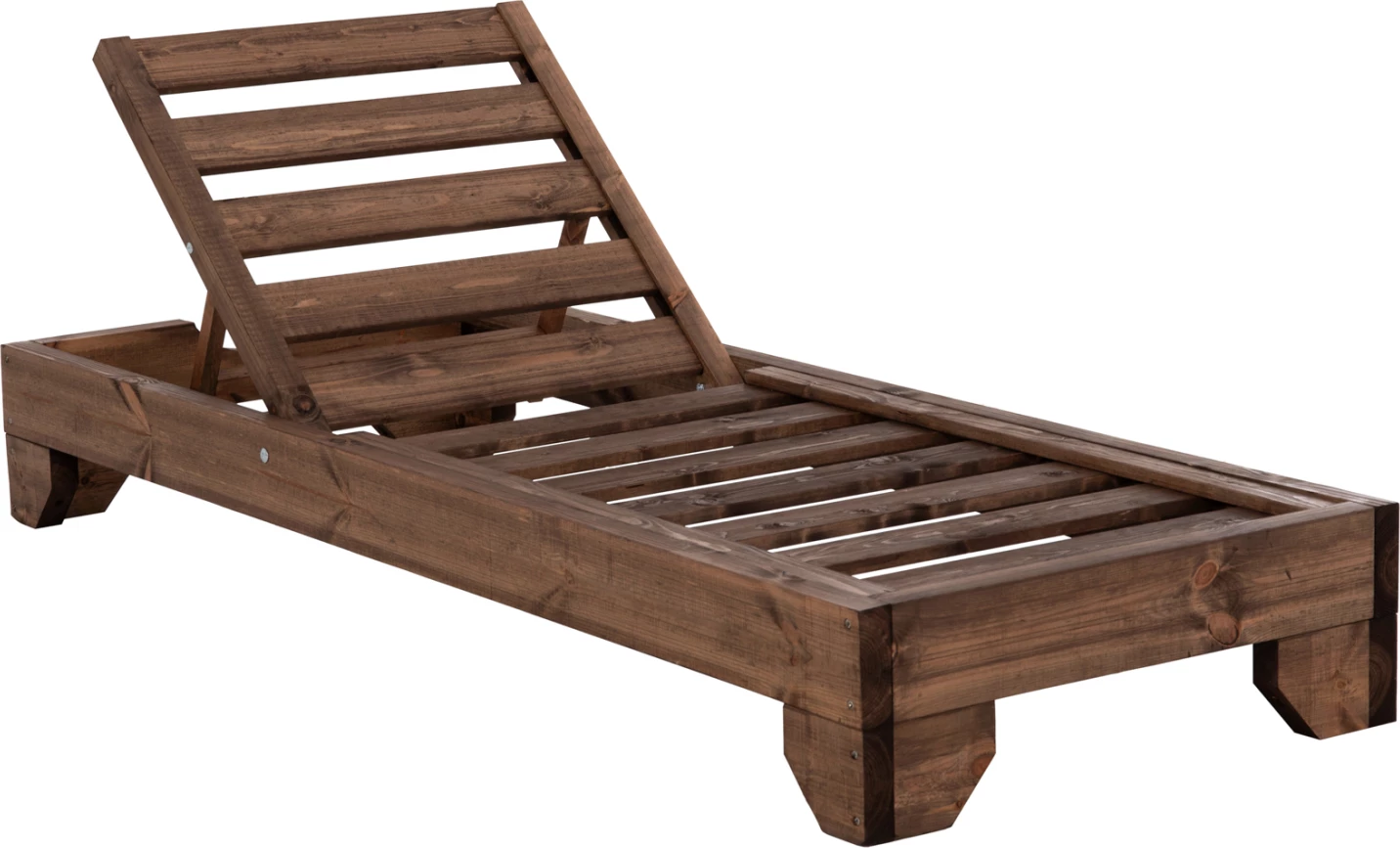 Shezlong plazhi heavy-duty KORINOS, dru pishe i trajtuar, ngjyrë arre, 79x204x77cm