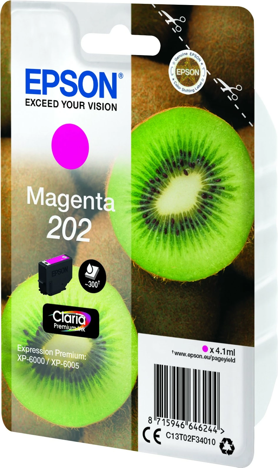 Bojë Epson Kiwi Singlepack Magenta 202 Claria Premium, Standard Yield, 4.1 ml