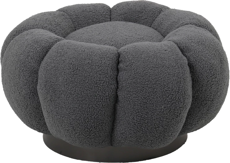 Karrige rrotulluese me stol, stof boucle, ngjyrë gri, 98x97x69cm