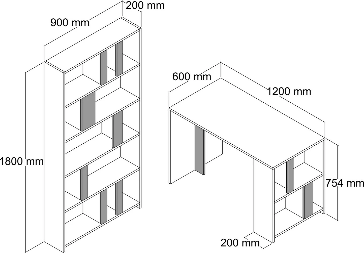 Tavolinë pune me raft librash, ngjyrë bardhë dhe e verdhë, Lima