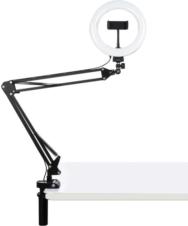 Mbajtës tavoline me ring light Puluz PKT3089B, 20cm, 3 ngjyra, me USB