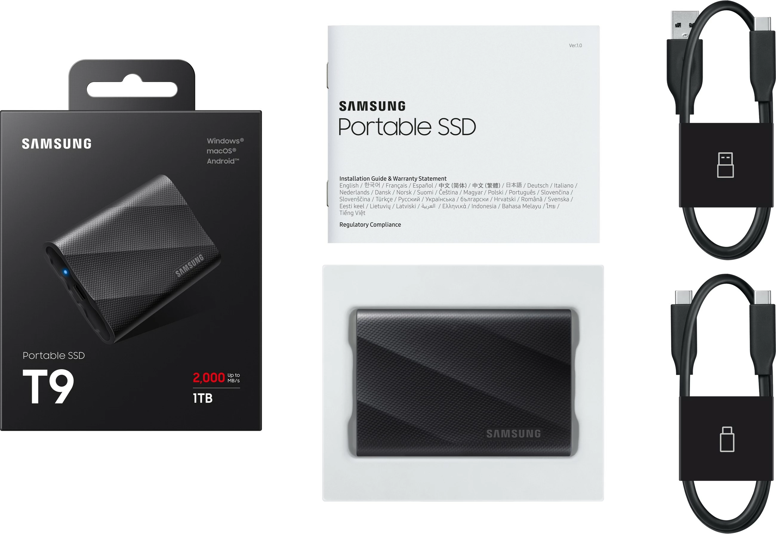 SSD Samsung MU-PG1T0B, 1 TB, USB Type-C, 2000 MB/s, e zezë
