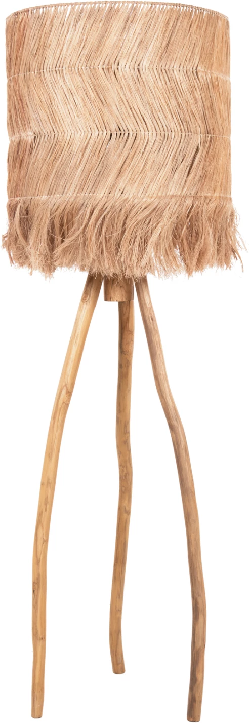 Llambë dyshemeje me këmbë nga degët e TEAK dhe kapak prej fibrash abaca, natyrale, Φ50x50-158Hcm, FH7765