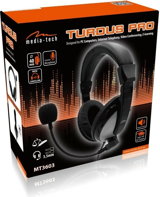 Kufje me mikrofon Media-Tech Turdus Pro MT3603, Stereo, të zeza