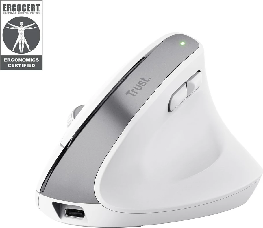 Maus Trust Bayo+, pa tela, optik, 2400 DPI, i bardhë