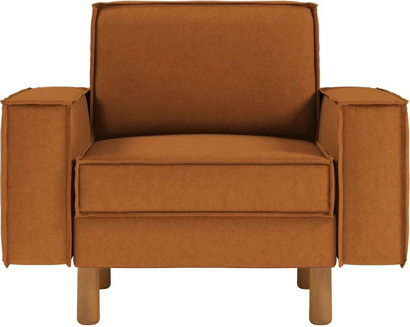Karrige një vendëshe Atelier del Sofa, ngjyrë karamel, këmbë dru arre, Sparrow 1