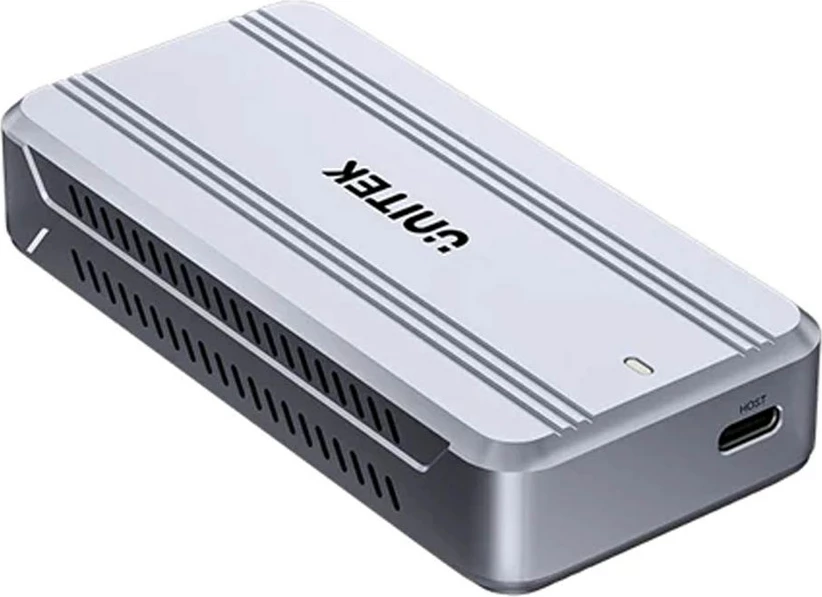 Kasë UNITEK S1242AGY01-EU për SSD M.2 NVMe, USB4 40Gbps, me ftohje, Argjend