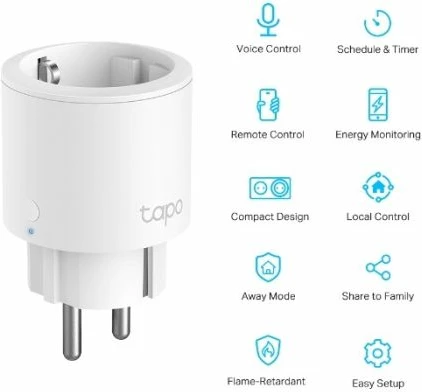 Prizë smart Wi‑Fi TP-LINK Tapo P115 Mini, monitorim energjie, 16A/3680W, e bardhë, 1 copë