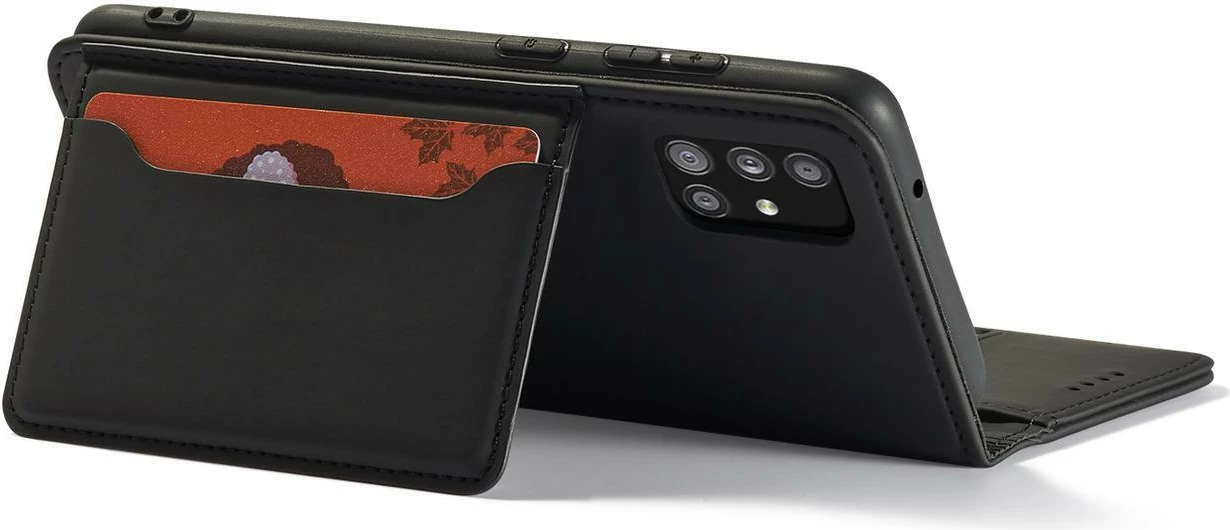 Mbështjellës magnetik për telefon Hurtel për Samsung Galaxy A13 5G, me xhepa për kartela, i zi