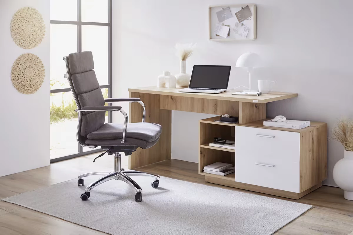 Tavolinë e punës Sia, 166 x 60 x 75 cm, e bardhë/dru