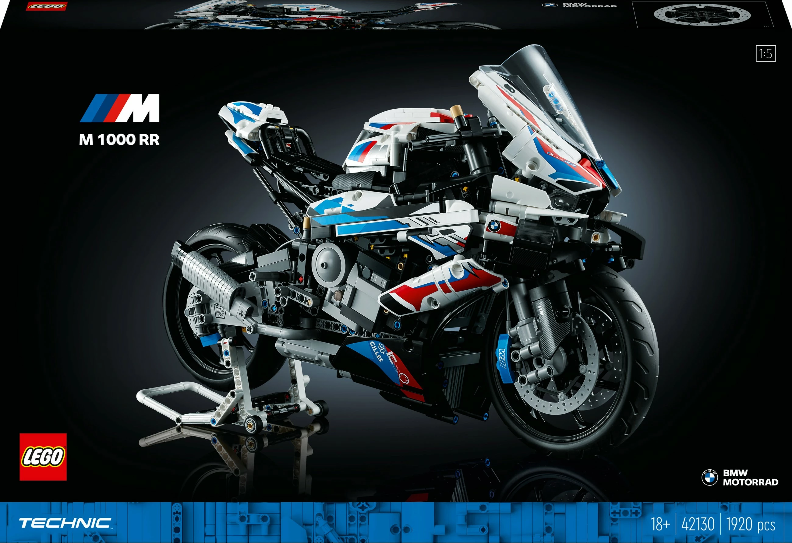 Set ndërtimi LEGO Technic BMW M 1000 RR, 1921 pjesë, shumëngjyrësh