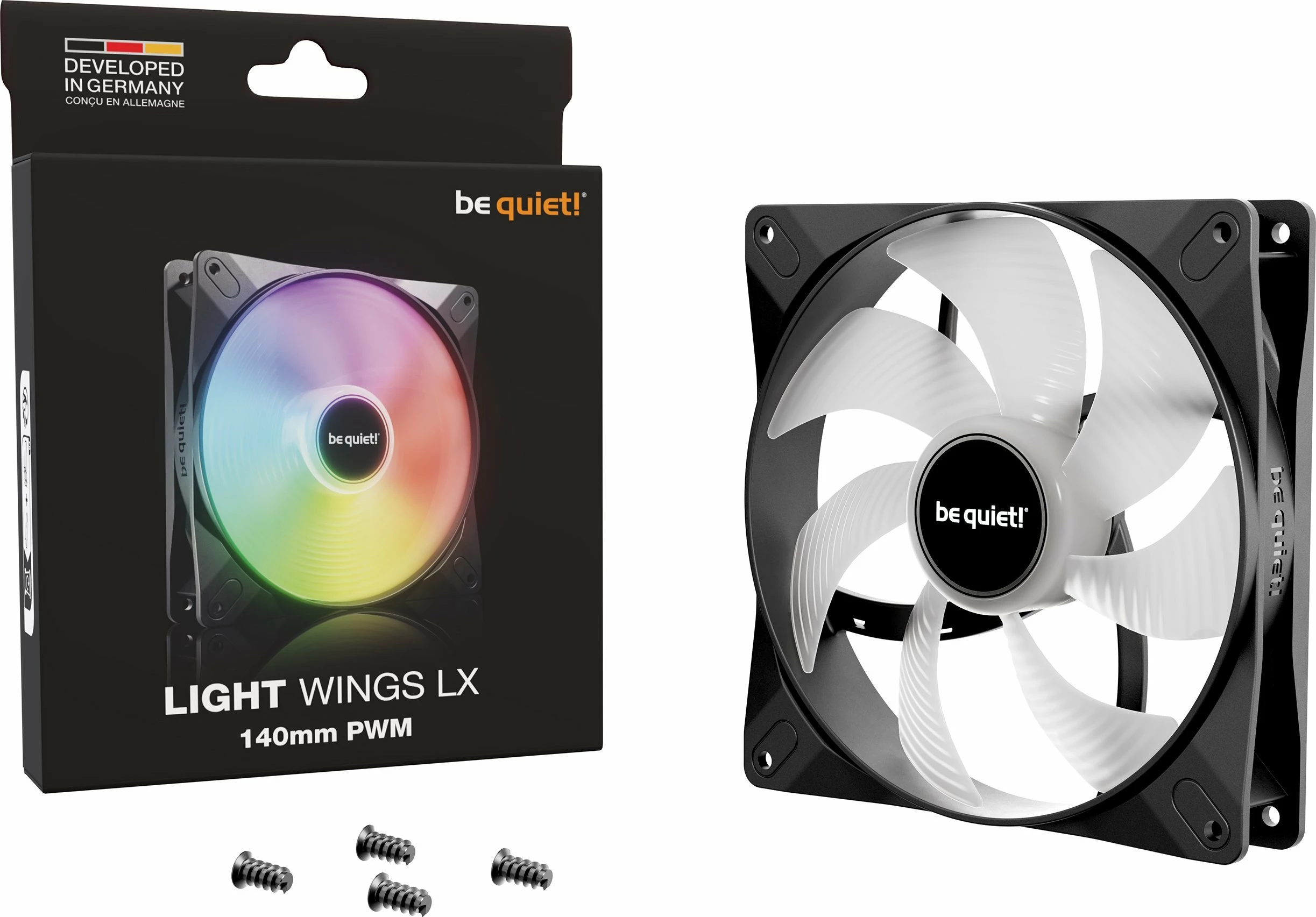 Ventilator kasë PC be quiet! Light Wings LX BL126 140mm PWM ARGB, zi/bardhë, 1 copë