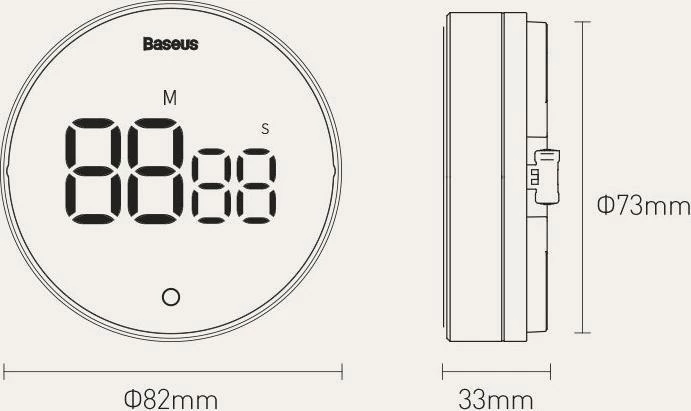 Timer digjital Baseus FMDS000013, ekran LED, magnet, 3 nivele zëri, i zi