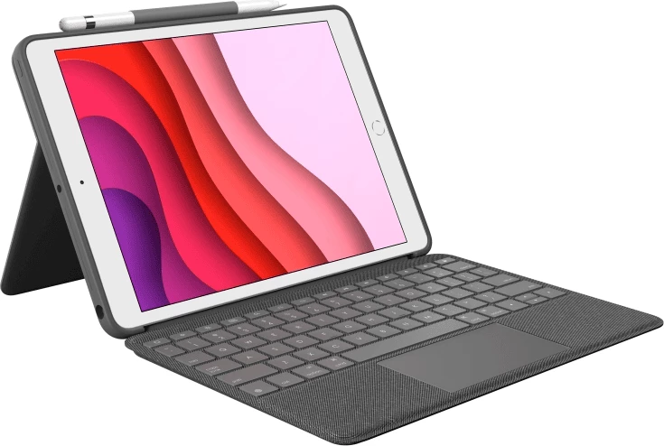 Mbështjellës me tastierë për iPad, Logitech Combo Touch 920-009624, GER layout, me touchpad, gri