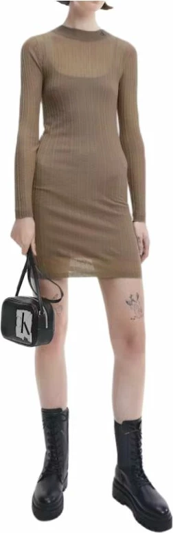 Fustan Calvin Klein për Femra, ngjyrë krem