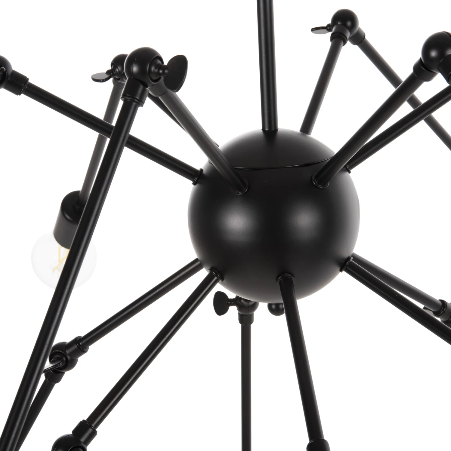 Llambadar tavani 12-drita, FH4167, metal i zi, krahë të artikuluara, Φ92x120Hcm