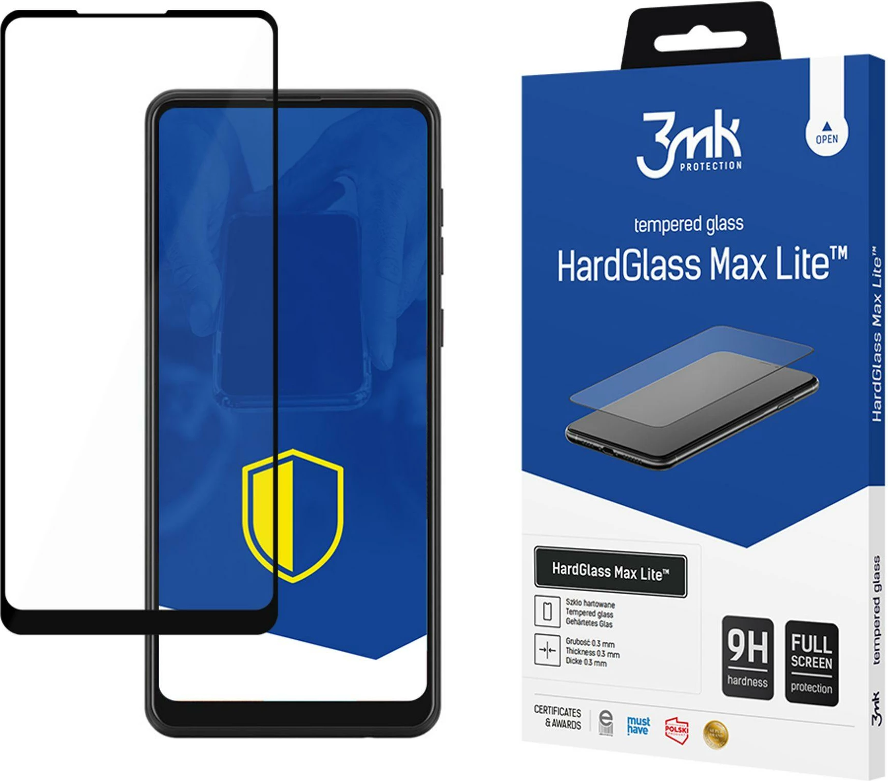 xham i kalitur mbrojtës ekrani 3mk HardGlass Max Lite për Samsung Galaxy A21, 9H, 0.3 mm, full screen, Black, 1 copë