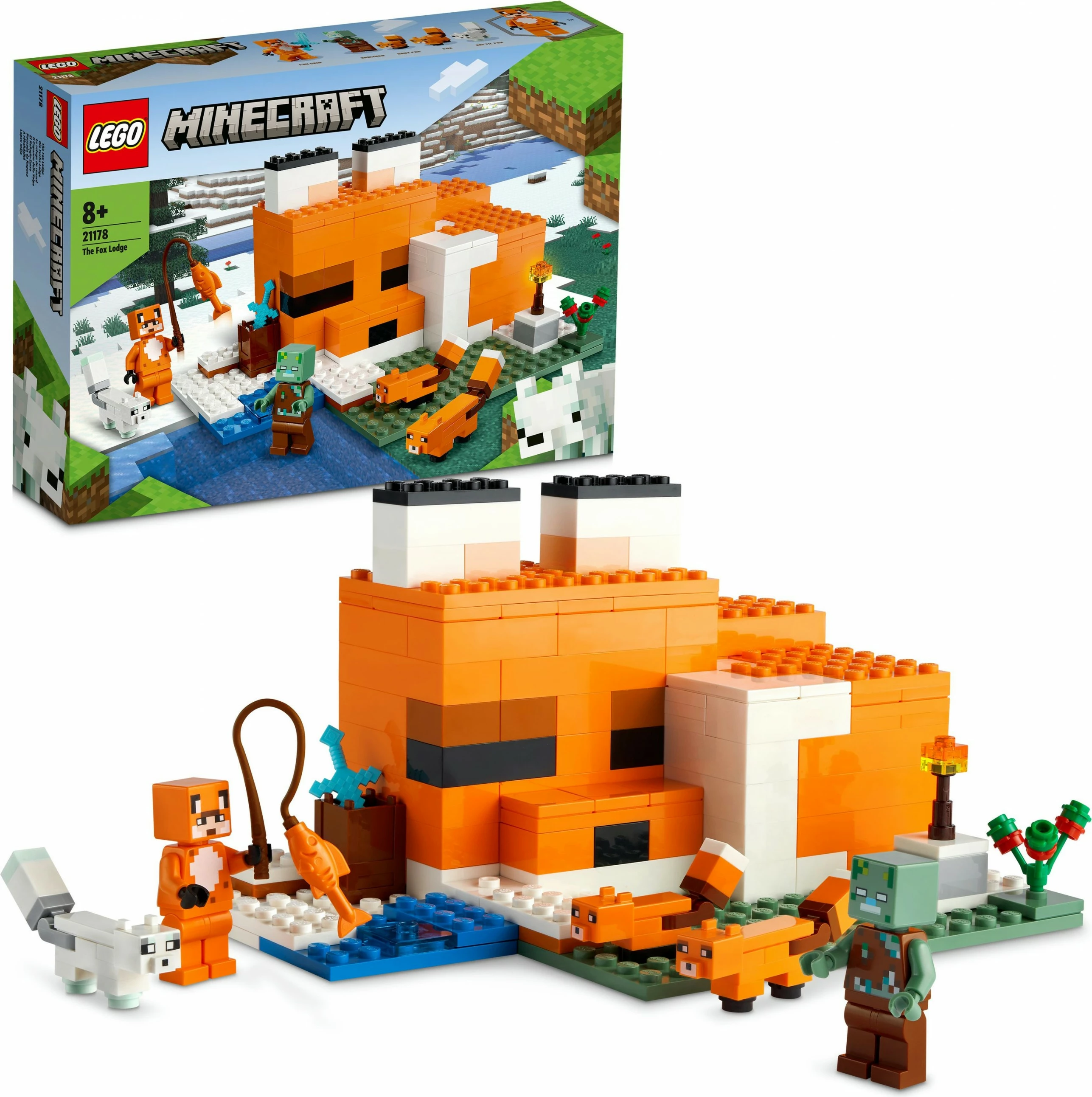 Set ndërtimi LEGO Minecraft The Fox Lodge, 193 pjesë, plastikë, shumëngjyrësh