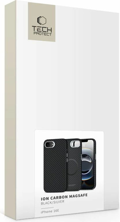 Mbështjellës Tech-Protect Ion Carbon MagSafe për iPhone 16e, Gri