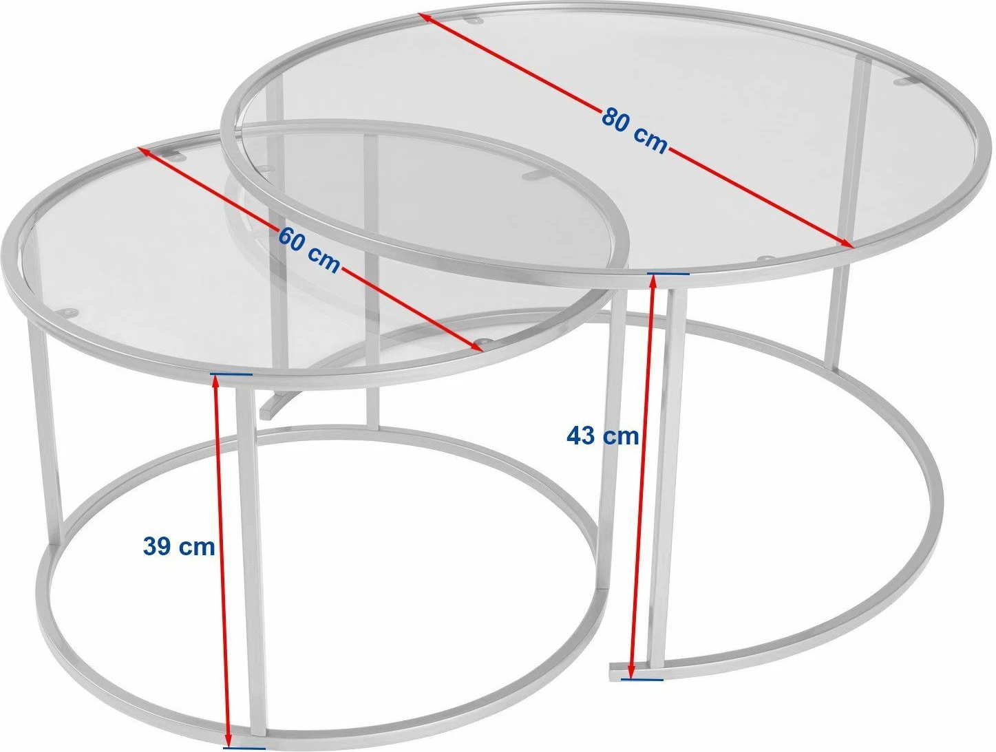 Set tavolinash kafeje Nordure, Aurum - 80, 60 - ngjyrë ari, transparente