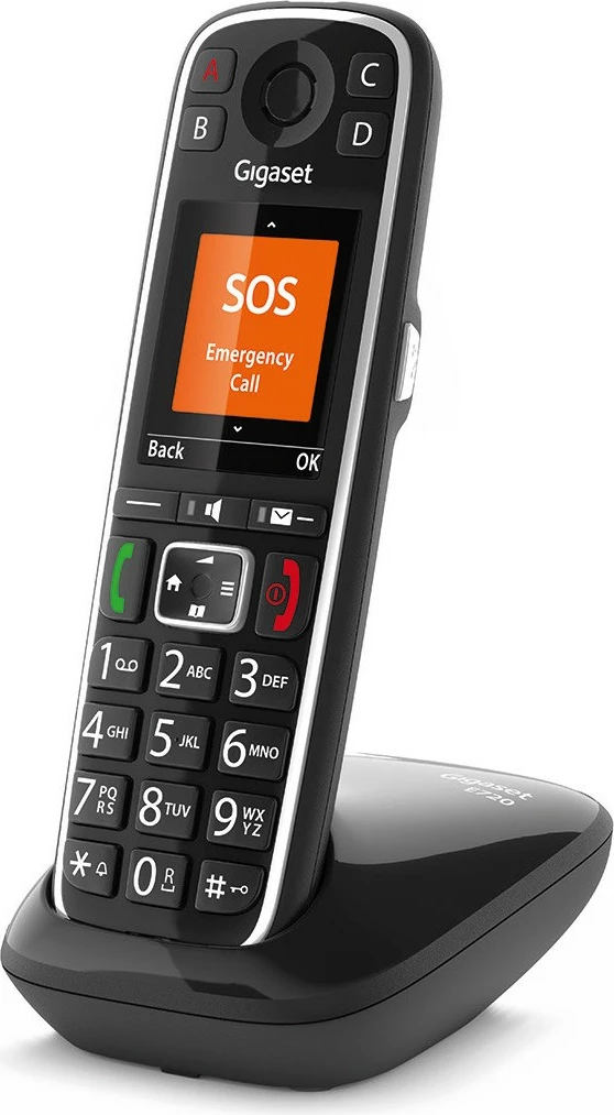 Telefon Gigaset E720, Analog/DECT, Pa tel, 200 kontakte, SMS, Caller ID, Ngjyrë e zezë