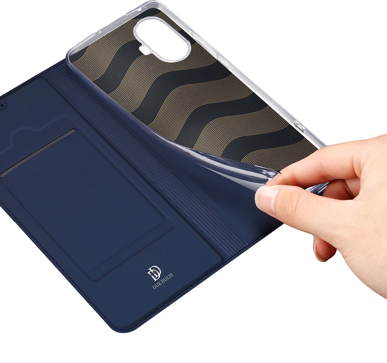 Mbështjellës Dux Ducis Skin Pro për Realme 10 Pro, me kapak, xhep kartelash dhe funksion standi, Blu