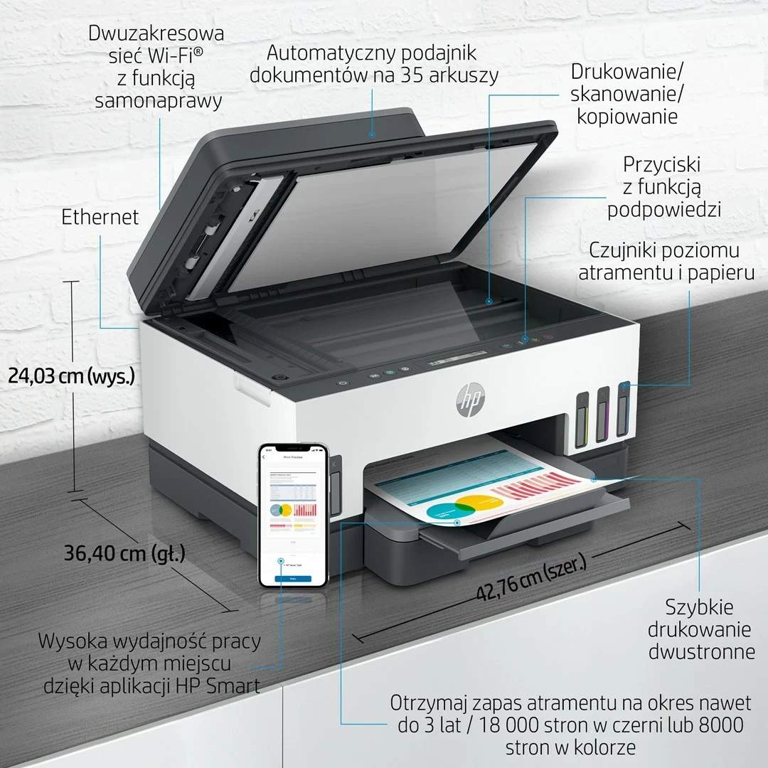 Printer inkjet HP Smart Tank 750, 4800 x 1200 DPI, i bardhë / zi