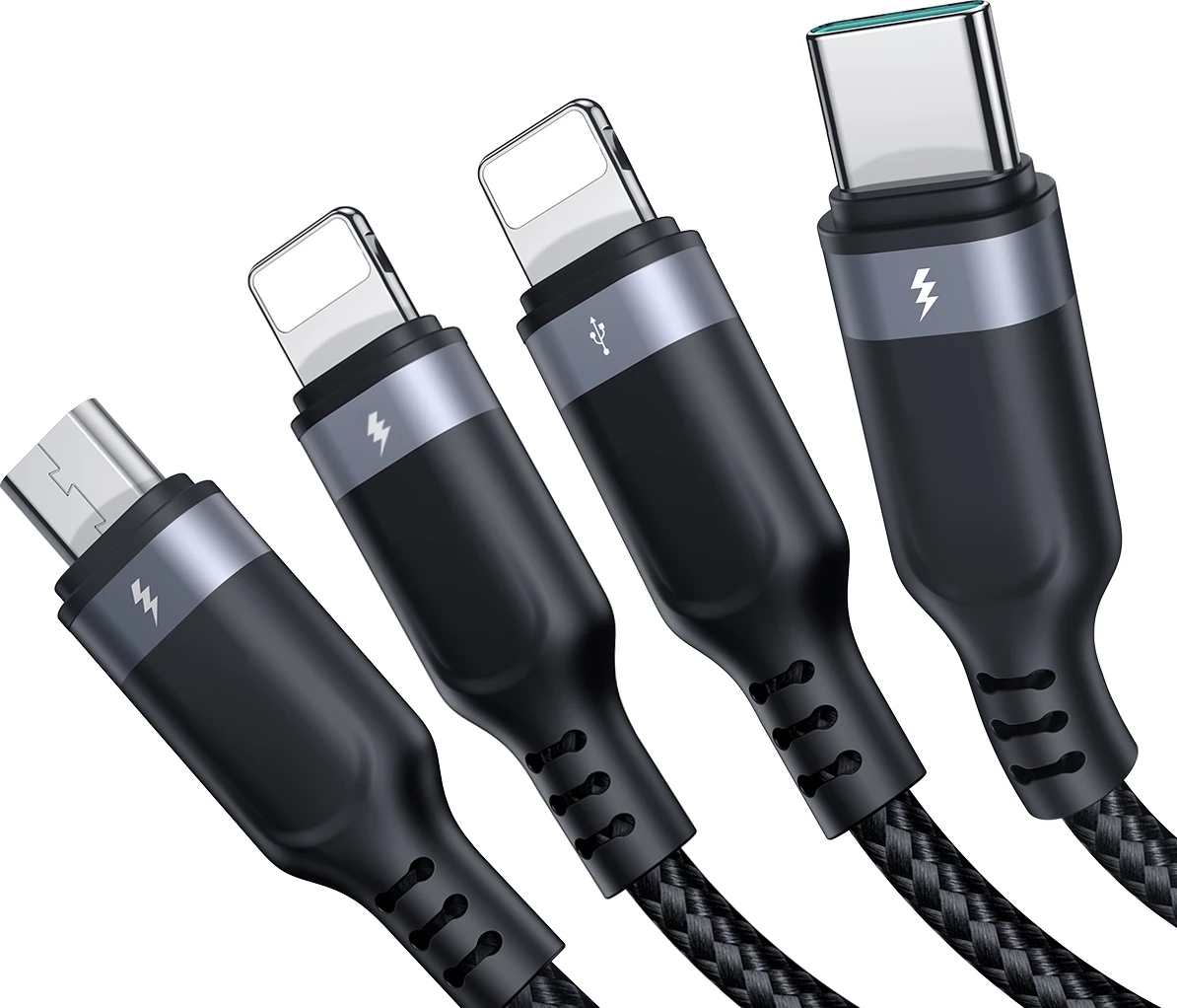 Kabllo multifunksionale Joyroom S-A18, 1.2m, 4in1 USB-A në USB-C/2xLightning/micro USB, e zezë