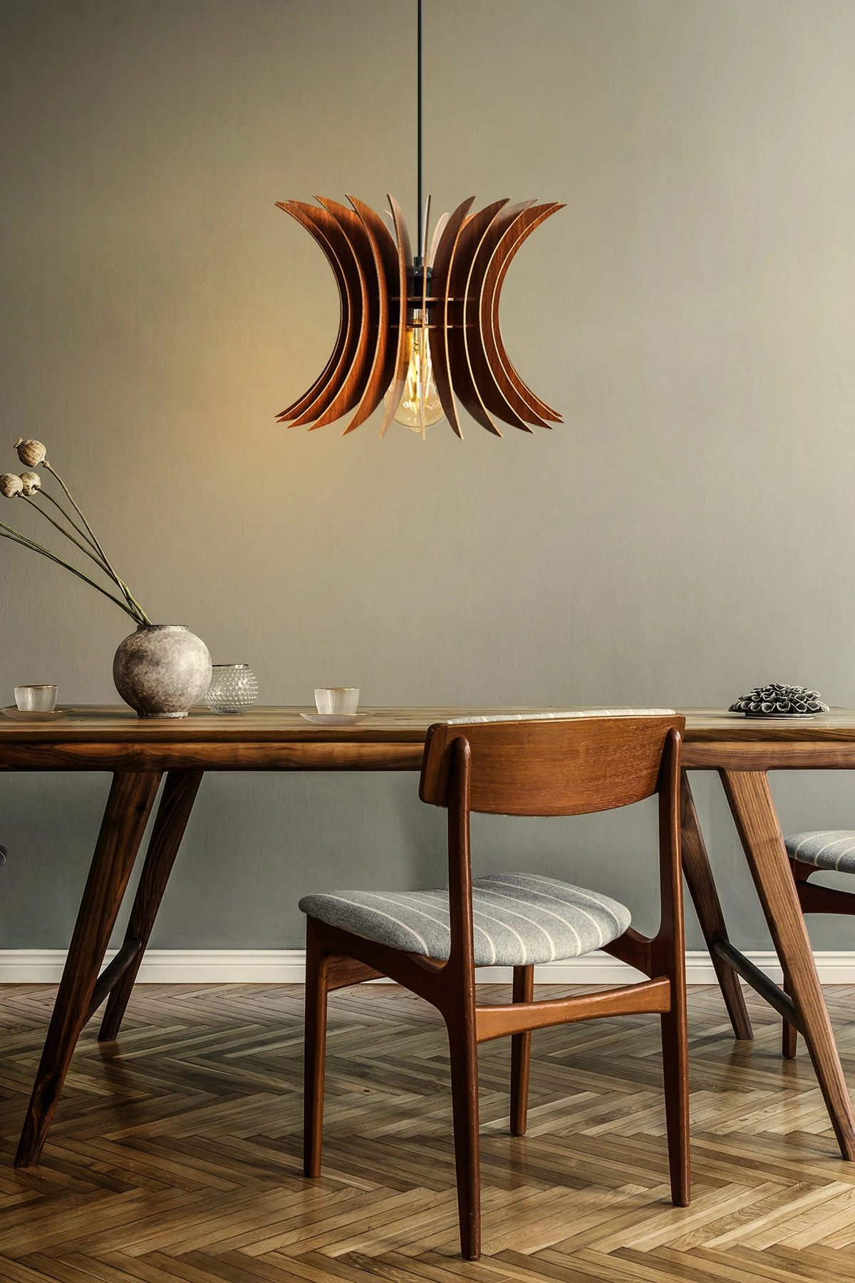 Llambë tavani Opviq, dizajn sferik, ngjyrë arre, 147-T