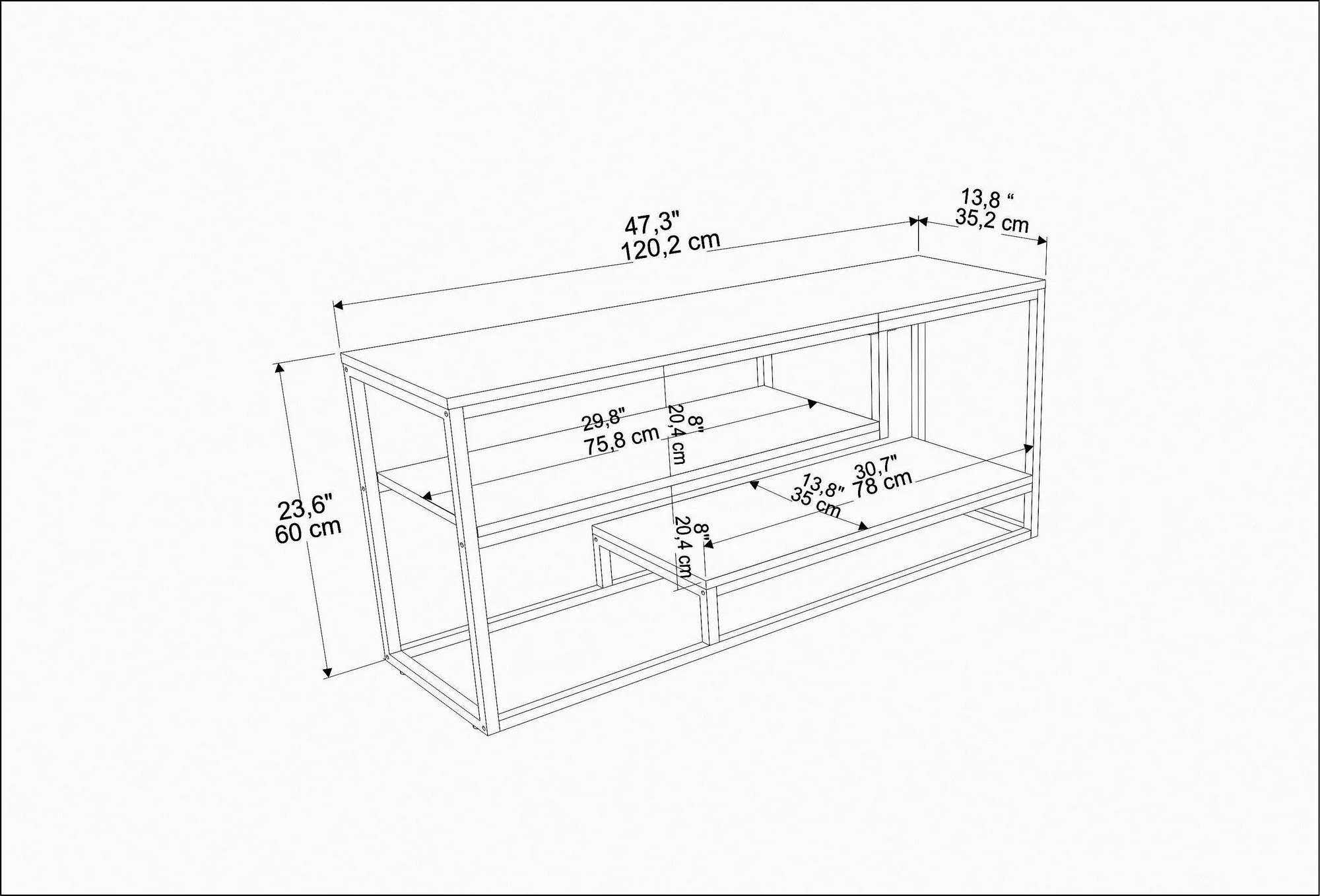Komodinë TV Lorin, Skye Decor, e zezë dhe e bardhë