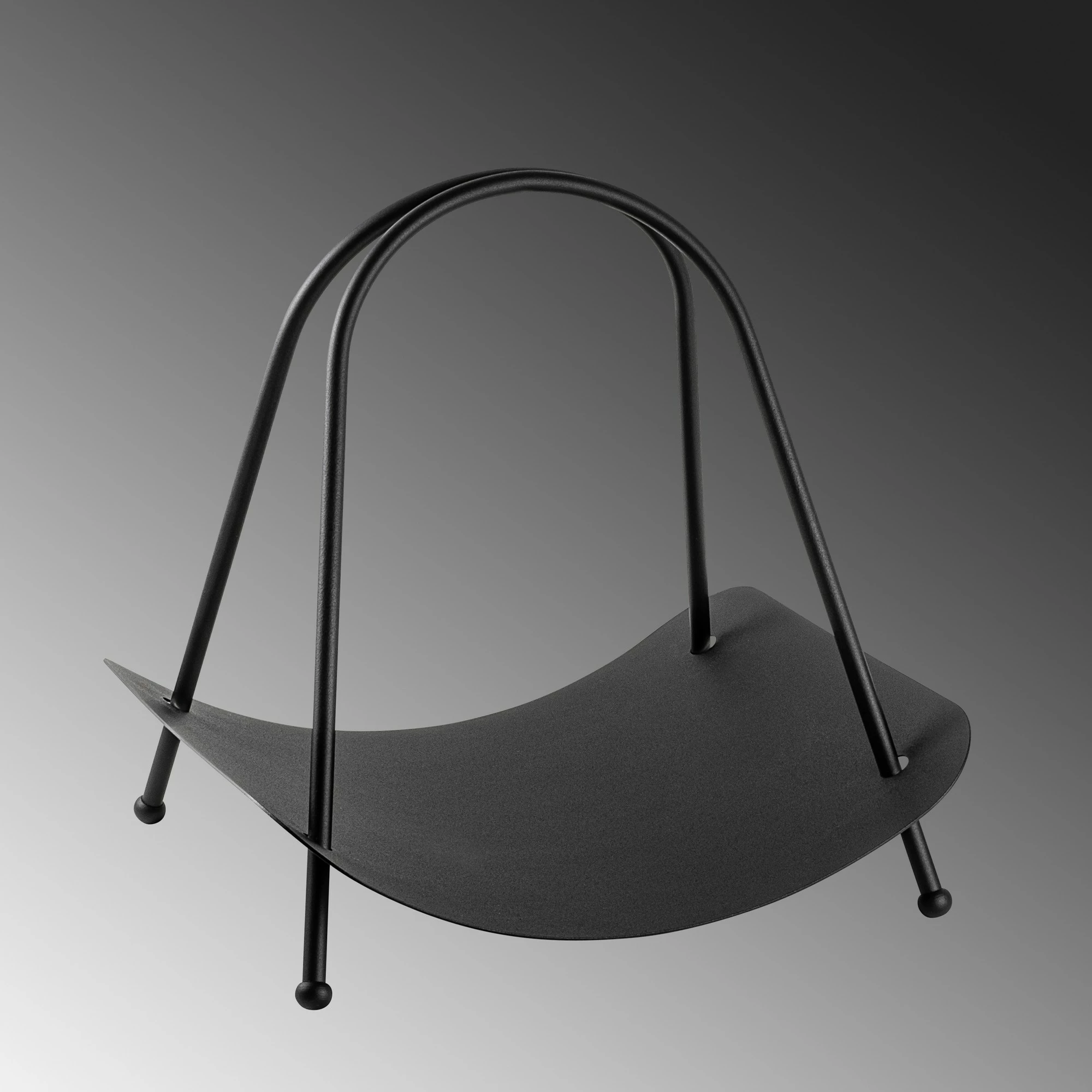 Aksesor dekorativ metalik për dru zjarri, dizajn Aberto, GED-017, ngjyrë e zezë