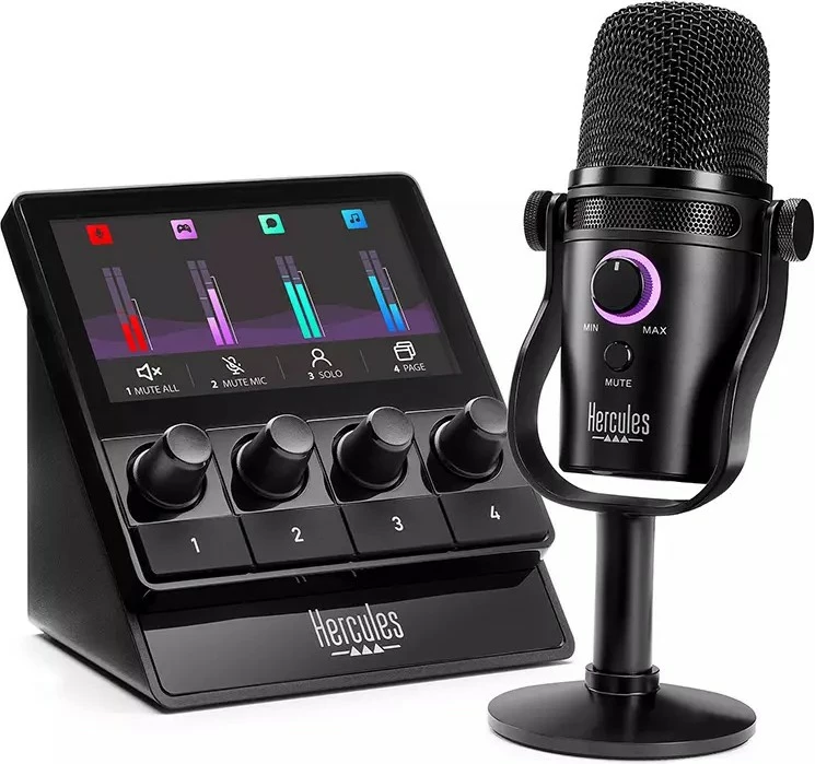 Set streaming Hercules Stream Starter Kit, mikrofon kardioid, kontrollues audio, USB, i zi