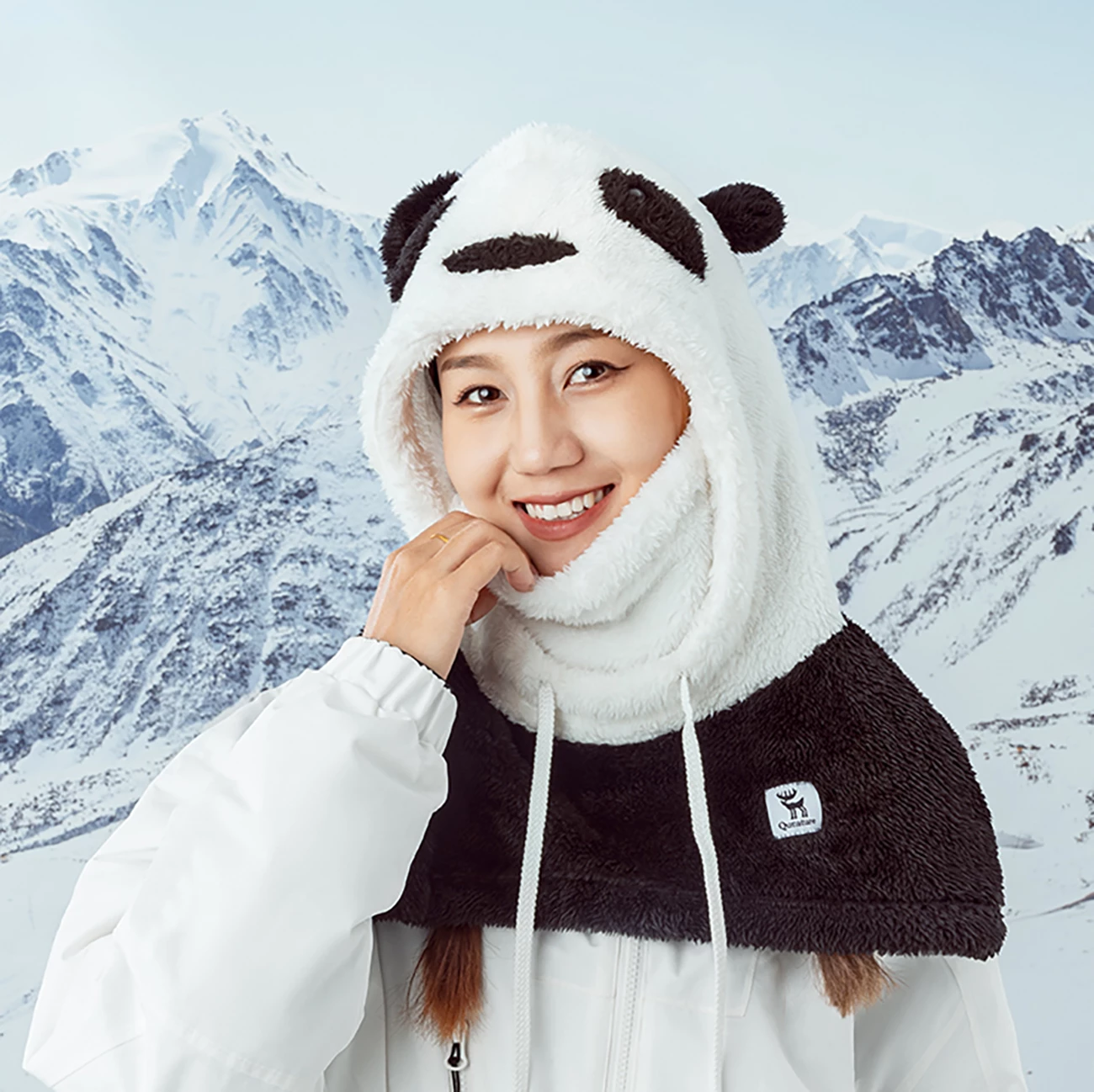 Balaklavë ski Qunature Panda, për fëmijë/të rritur, M, e zezë/e bardhë