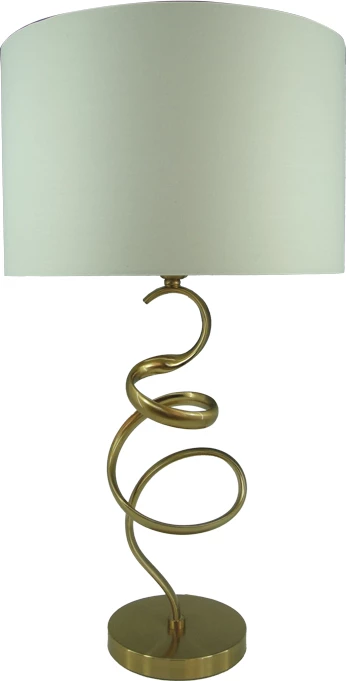 Llambë tavoline Valou Inart E27, alumin ari-pëlhurë e bardhë, D35x65cm