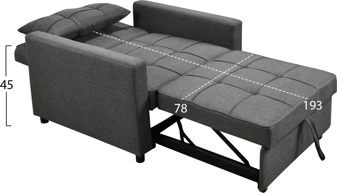 Fotel-krevat MERO, material gri, FH3306.01, 98x85x88cm