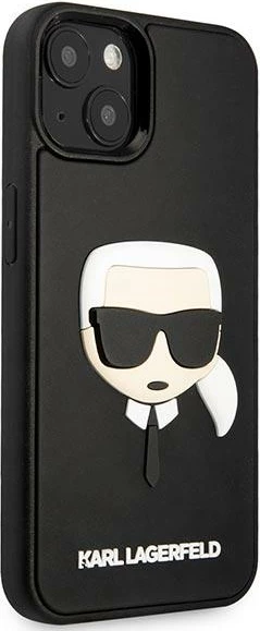 Mbështjellës Karl Lagerfeld KLHCP14MKH3DBK për iPhone 14 Plus 6.7", i zi, hardcase 3D Rubber Karl's Head