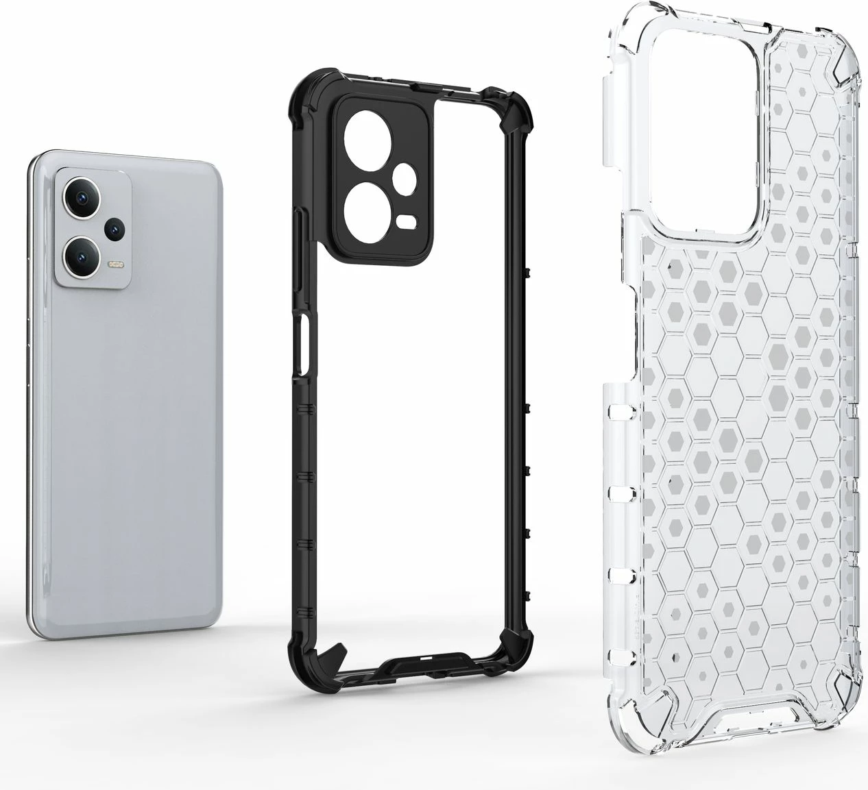 Mbështjellës Hurtel Honeycomb për Xiaomi Redmi Note 12 5G / Poco X5 5G, i zi