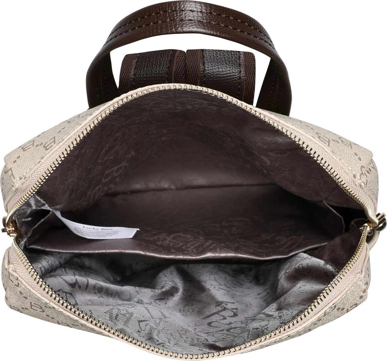 Çantë shpine Lucky Bees, krem dhe kafe, 359 v2