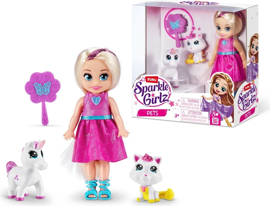 Kukull princeshë ZURU Sparkle Girlz 100522 me kafshë lodër, 12 cm