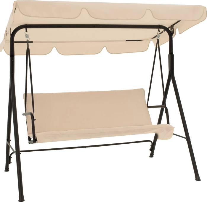 Luhatëse kopshti metalike, ngjyrë e zezë, pëlhurë bezhë, 170x110x153cm