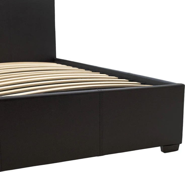 Krevat dopio Norse PU me depo të mbyllur, ngjyrë e zezë matte, 160x200cm